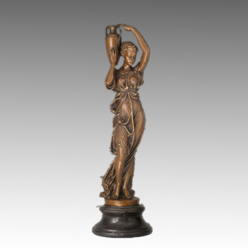 Figura clásica femenina Escultura de Bronce pequeña Decoración de la muchacha Estatua de bronce TPE-911